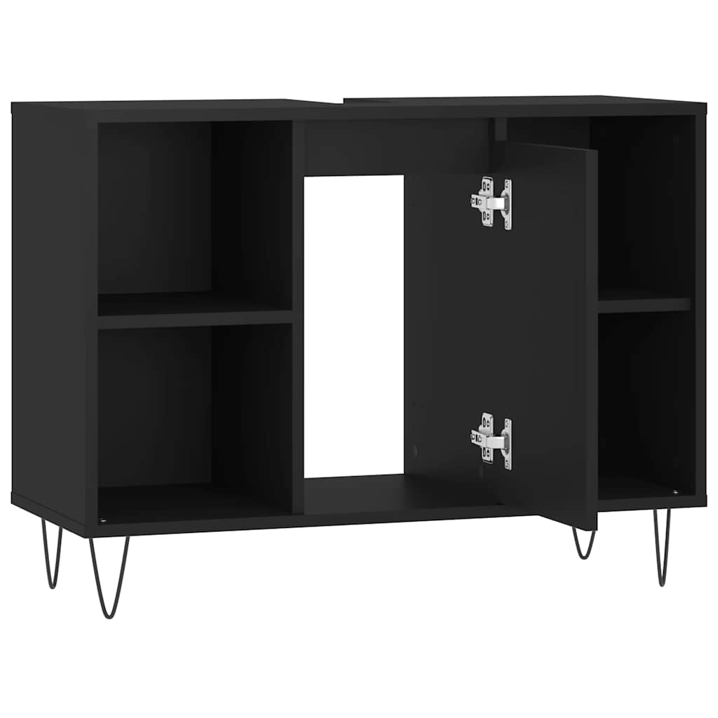 Mobile da Bagno Nero 80x33x60 cm in Legno Multistrato - homemem39
