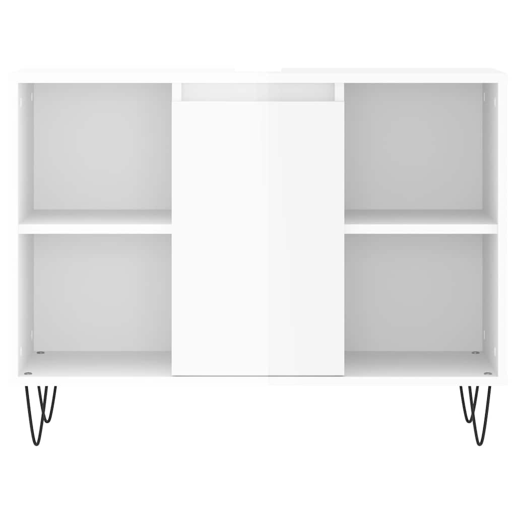 Armadietto Bagno Bianco Lucido 80x33x60cm in Legno Multistrato - homemem39