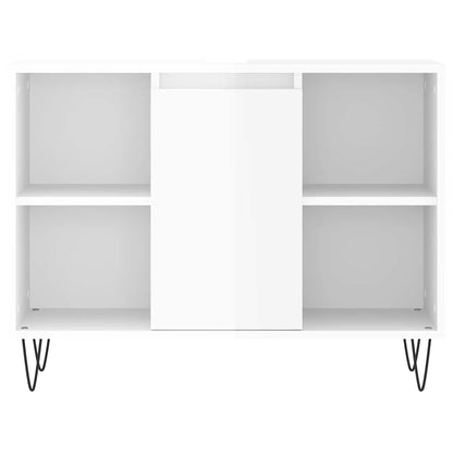 Armadietto Bagno Bianco Lucido 80x33x60cm in Legno Multistrato