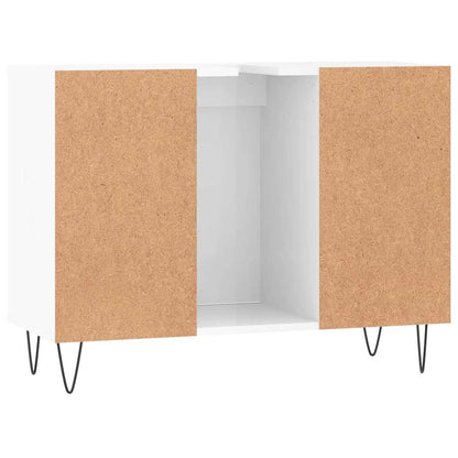 Armadietto Bagno Bianco Lucido 80x33x60cm in Legno Multistrato