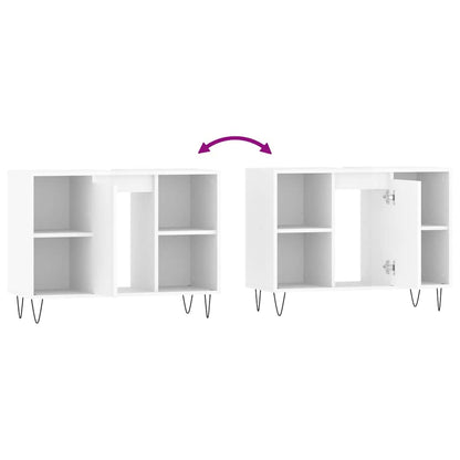 Armadietto Bagno Bianco Lucido 80x33x60cm in Legno Multistrato