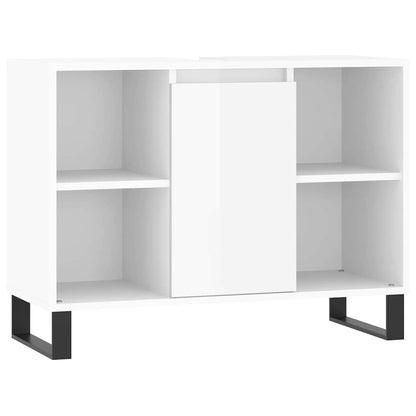 Armadietto Bagno Bianco Lucido 80x33x60cm in Legno Multistrato - homemem39