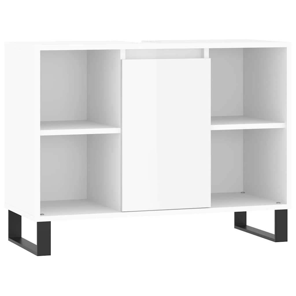 Armadietto Bagno Bianco Lucido 80x33x60cm in Legno Multistrato
