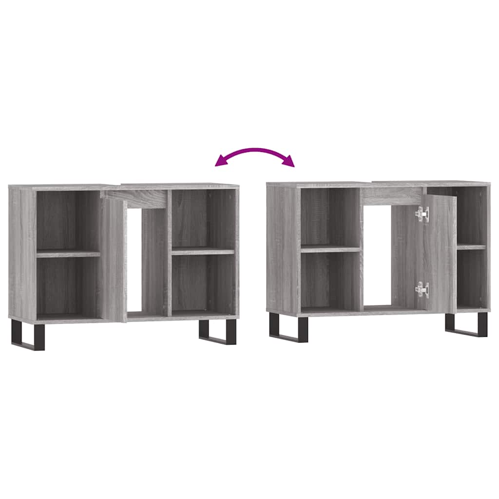 Mobile da Bagno Grigio Sonoma 80x33x60 cm in Legno Multistrato