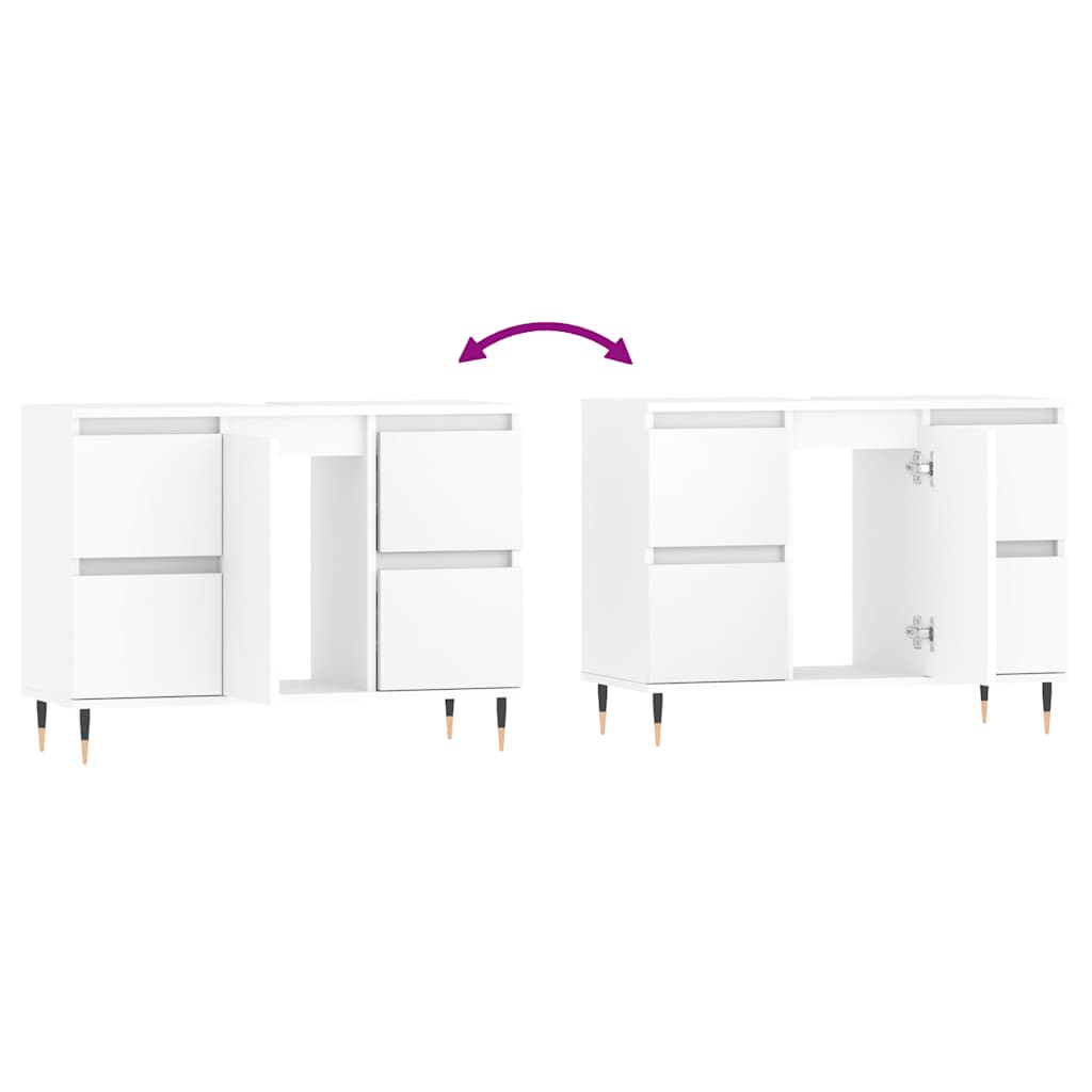 Mobile da Bagno Bianco 80x33x60 cm in Legno Multistrato | homemem39