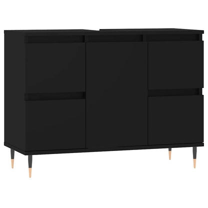 Mobile da Bagno Nero 80x33x60 cm in Legno Multistrato