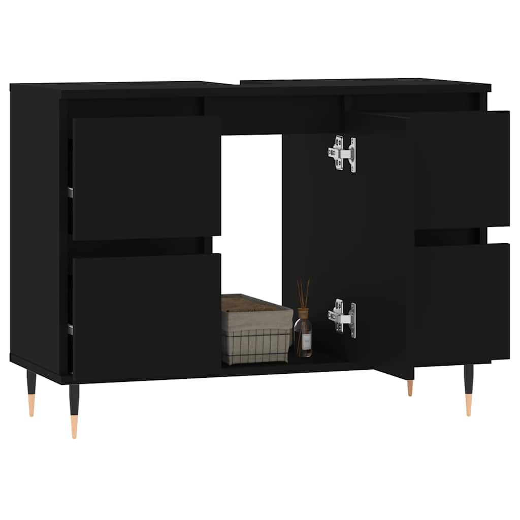 Mobile da Bagno Nero 80x33x60 cm in Legno Multistrato | homemem39