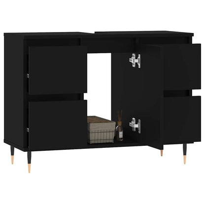 Mobile da Bagno Nero 80x33x60 cm in Legno Multistrato | homemem39