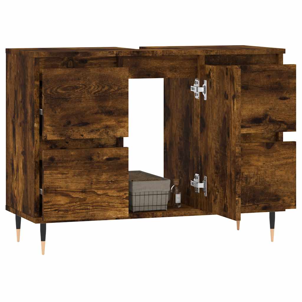 Armadietto Bagno Rovere Fumo 80x33x60 cm in Legno Multistrato | homemem39