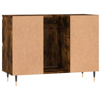Armadietto Bagno Rovere Fumo 80x33x60 cm in Legno Multistrato