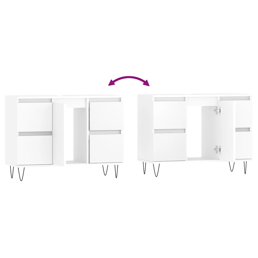 Mobile da Bagno Bianco 80x33x60 cm in Legno Multistrato