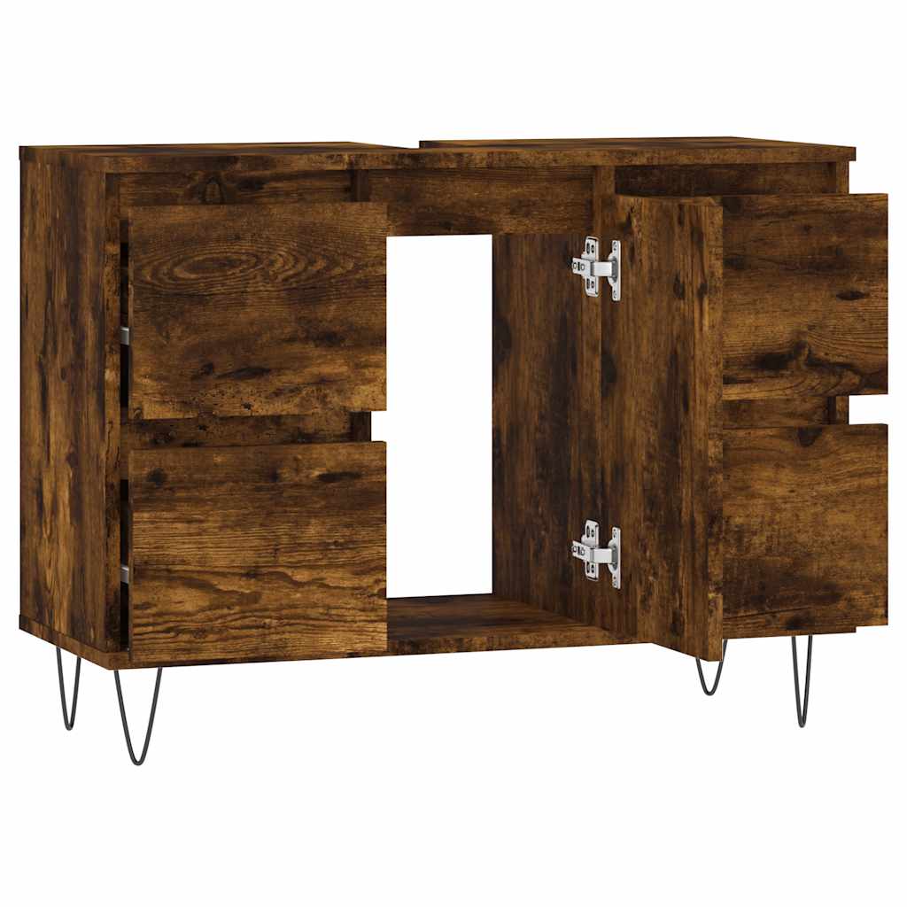 Armadietto Bagno Rovere Fumo 80x33x60 cm in Legno Multistrato | homemem39