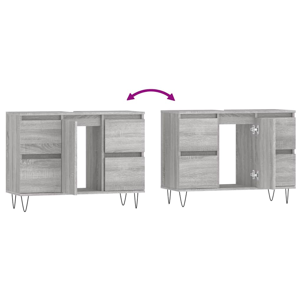 Mobile da Bagno Grigio Sonoma 80x33x60 cm in Legno Multistrato | homemem39
