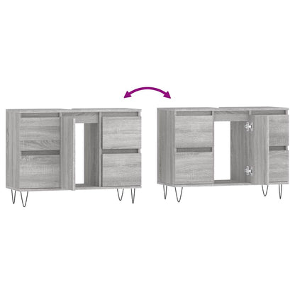 Mobile da Bagno Grigio Sonoma 80x33x60 cm in Legno Multistrato | homemem39