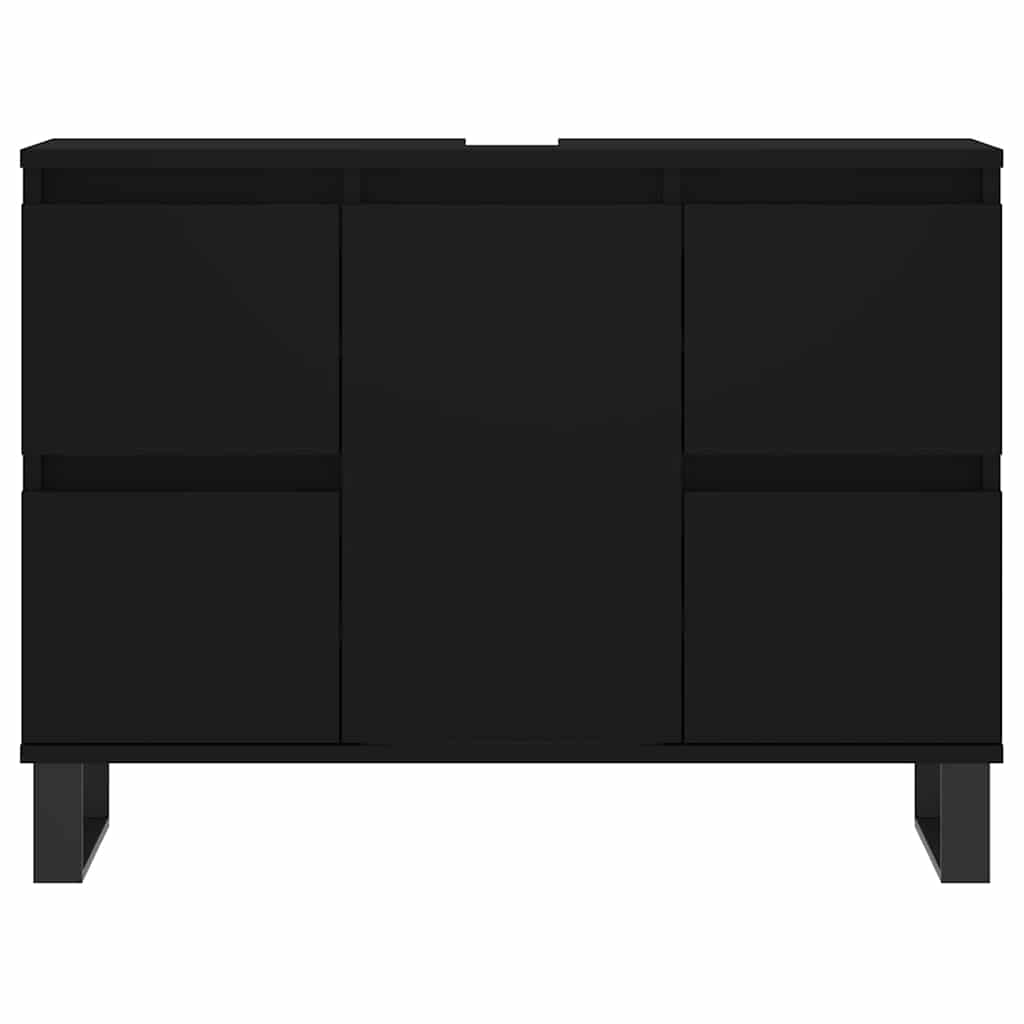Mobile da Bagno Nero 80x33x60 cm in Legno Multistrato - homemem39