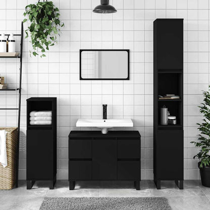 Mobile da Bagno Nero 80x33x60 cm in Legno Multistrato - homemem39