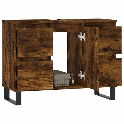 Armadietto Bagno Rovere Fumo 80x33x60 cm in Legno Multistrato | homemem39
