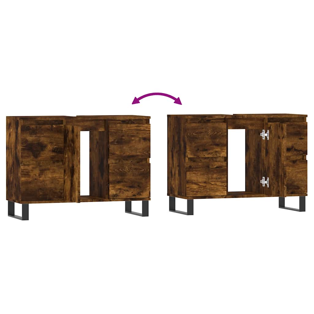 Armadietto Bagno Rovere Fumo 80x33x60 cm in Legno Multistrato | homemem39