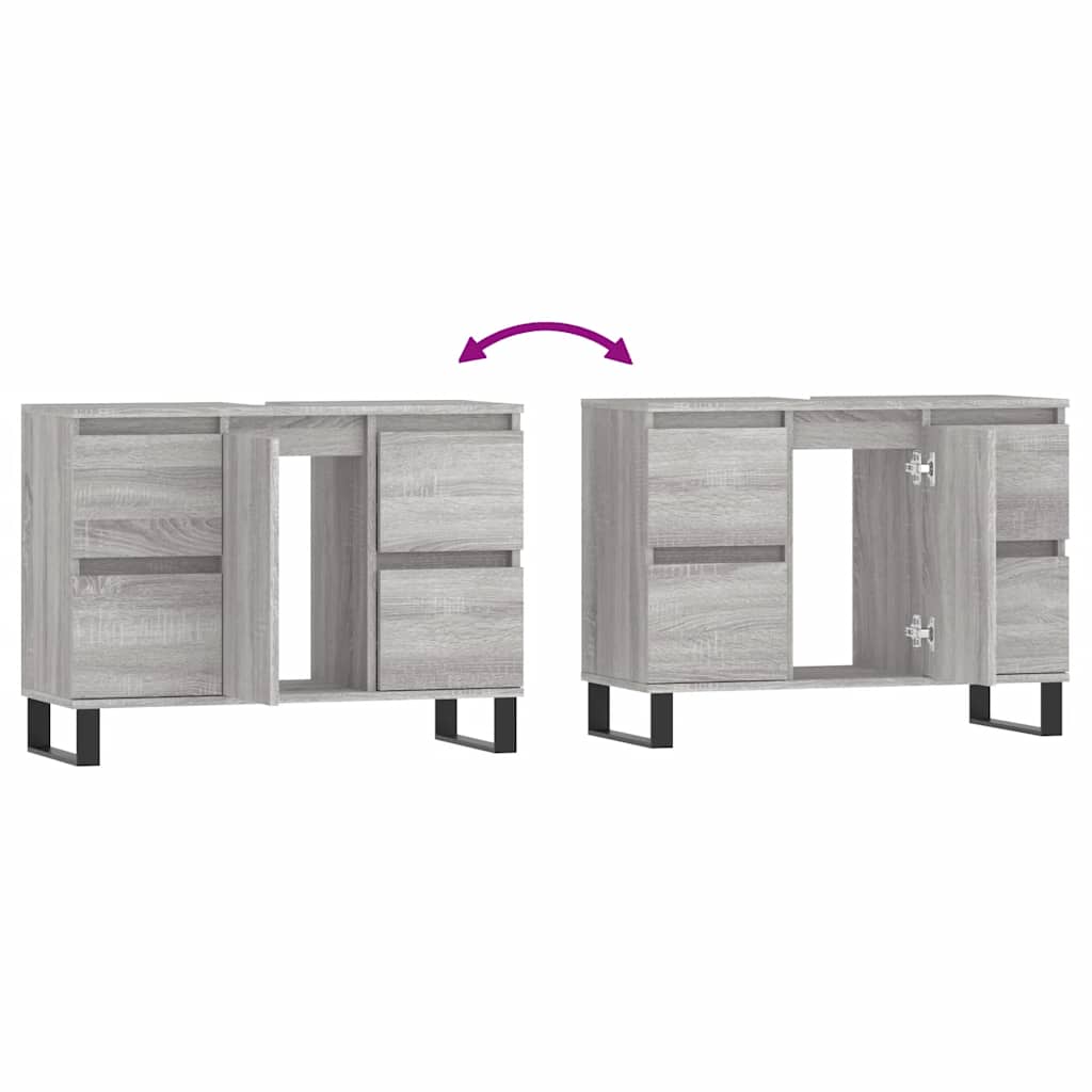 Mobile da Bagno Grigio Sonoma 80x33x60 cm in Legno Multistrato | homemem39