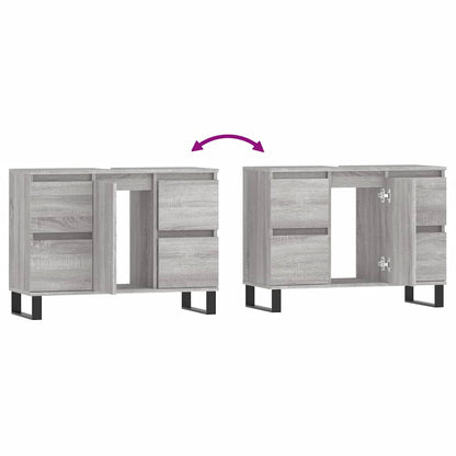 Mobile da Bagno Grigio Sonoma 80x33x60 cm in Legno Multistrato | homemem39