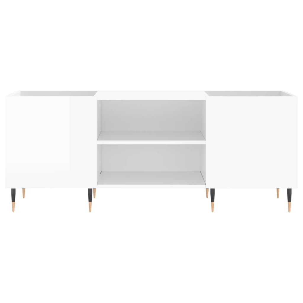 Mobile Porta Dischi Bianco Lucido 121x38x48cm Legno Multistrato