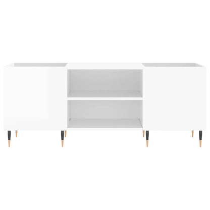 Mobile Porta Dischi Bianco Lucido 121x38x48cm Legno Multistrato