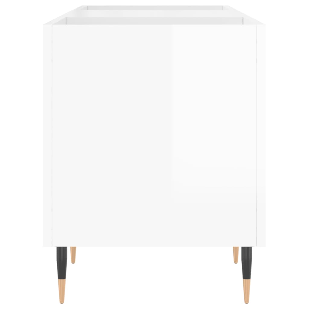 Mobile Porta Dischi Bianco Lucido 121x38x48cm Legno Multistrato