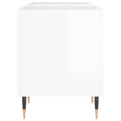 Mobile Porta Dischi Bianco Lucido 121x38x48cm Legno Multistrato