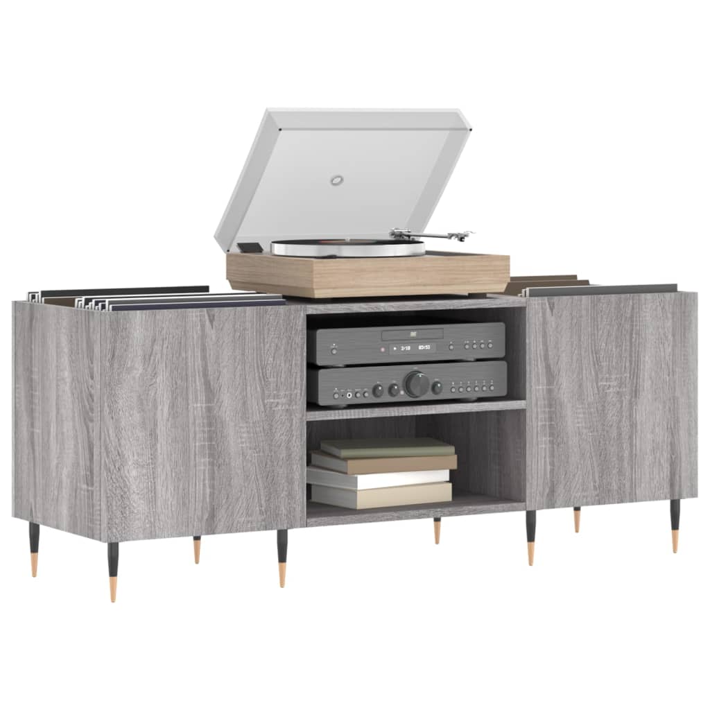 Mobile Porta Dischi Grigio Sonoma 121x38x48cm Legno Multistrato