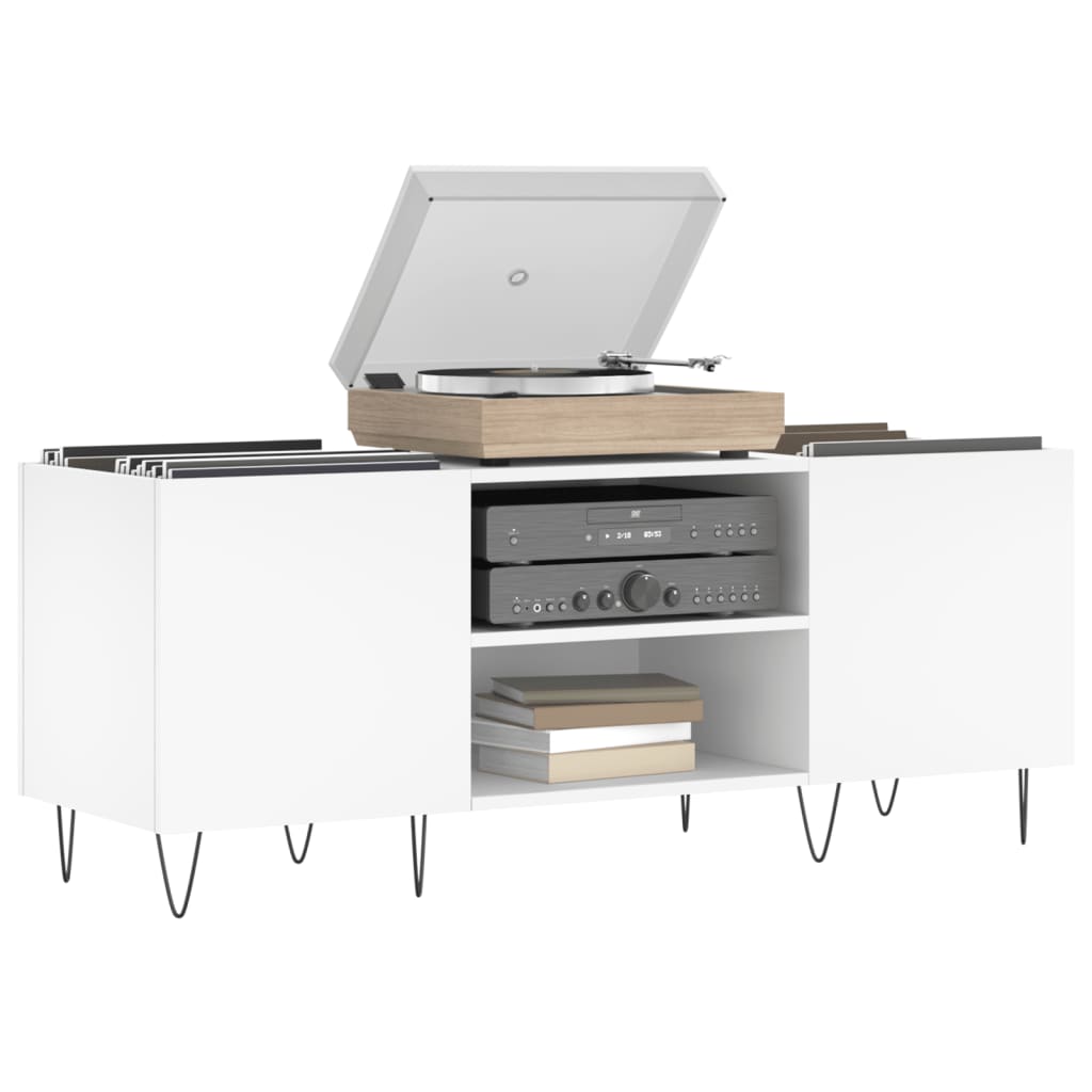 Mobile Porta Dischi Bianco 121x38x48 cm in Legno Multistrato - homemem39