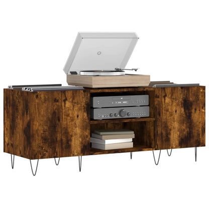 Mobile Porta Dischi Rovere Fumo 121x38x48 cm Legno Multistrato - homemem39