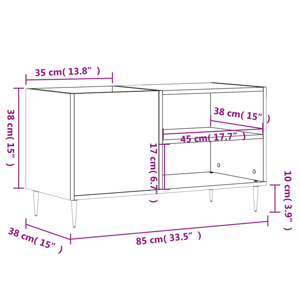 Mobile Porta Dischi Rovere Fumo 85x38x48 cm Legno Multistrato