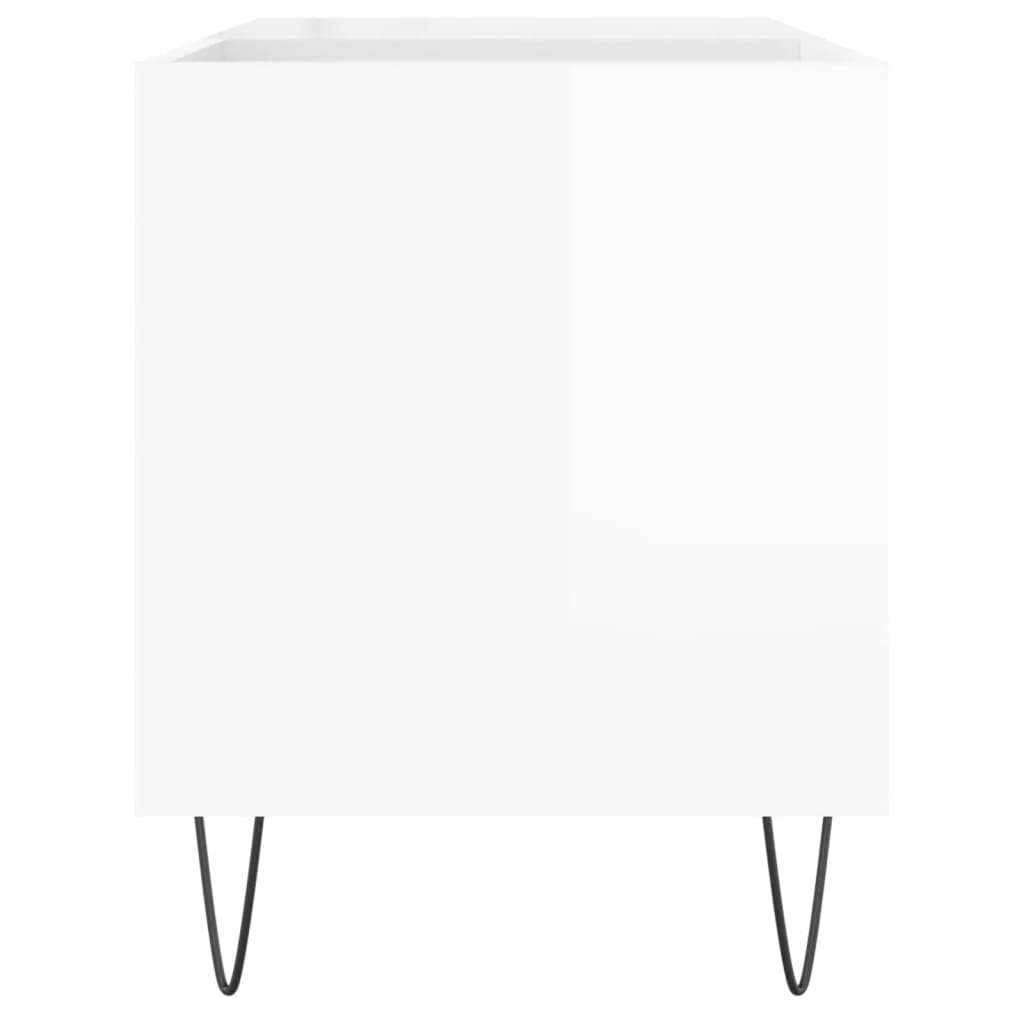 Mobile Porta Dischi Bianco Lucido 85x38x48 cm Legno Multistrato