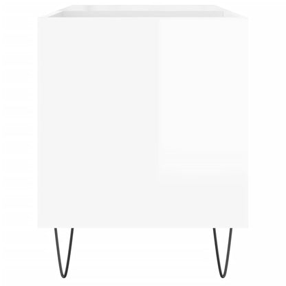 Mobile Porta Dischi Bianco Lucido 85x38x48 cm Legno Multistrato