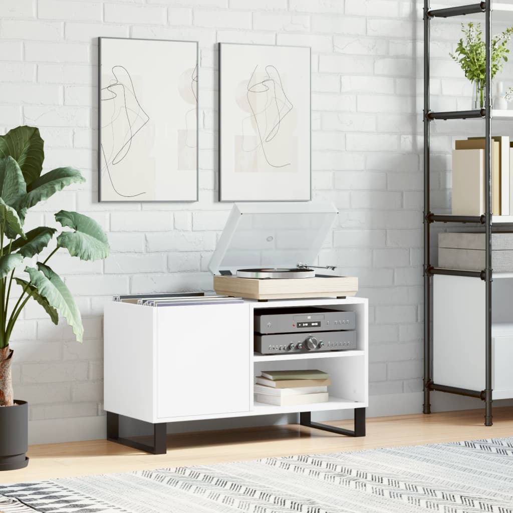 Mobile Porta Dischi Bianco 85x38x48 cm in Legno Multistrato | homemem39