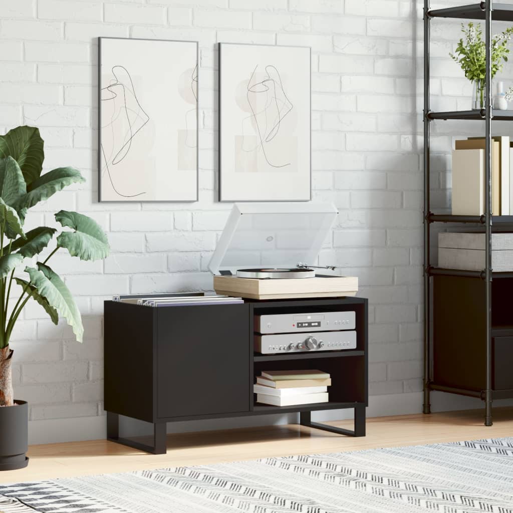 Mobile Porta Dischi Nero 85x38x48 cm in Legno Multistrato - homemem39