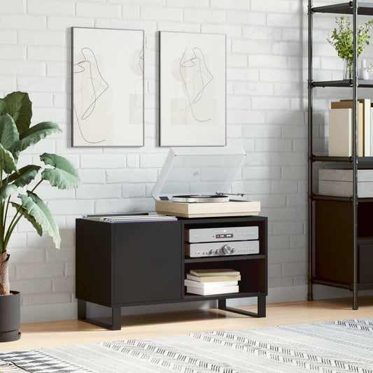 Mobile Porta Dischi Nero 85x38x48 cm in Legno Multistrato - homemem39