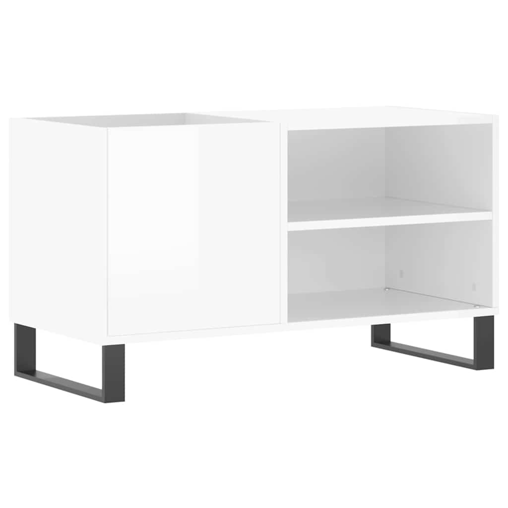 Mobile Porta Dischi Bianco Lucido 85x38x48 cm Legno Multistrato | homemem39