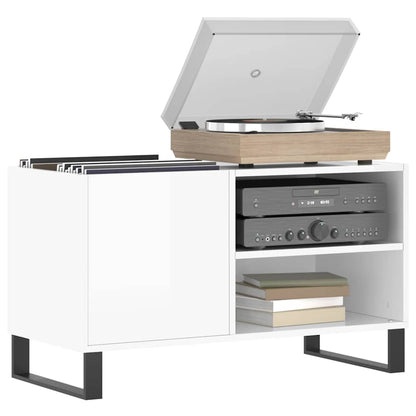 Mobile Porta Dischi Bianco Lucido 85x38x48 cm Legno Multistrato | homemem39