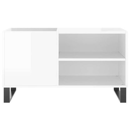 Mobile Porta Dischi Bianco Lucido 85x38x48 cm Legno Multistrato