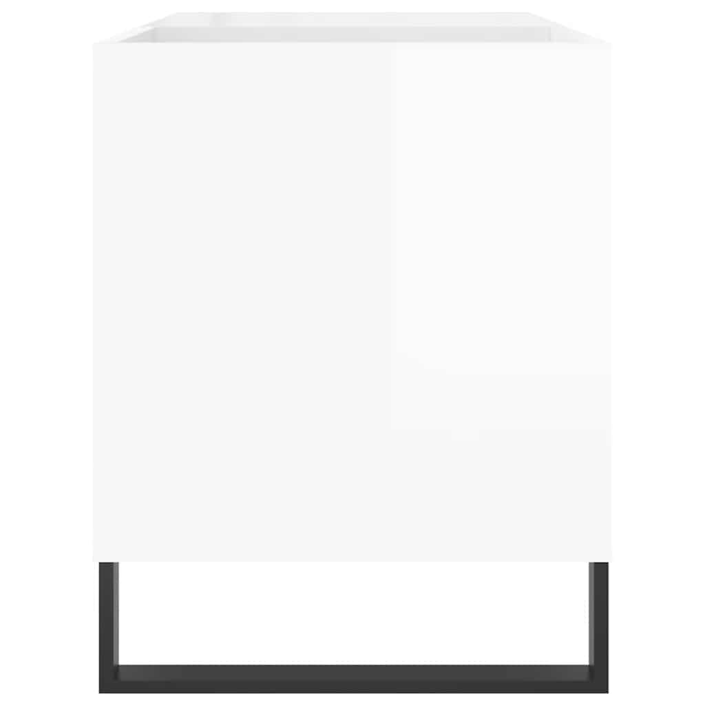 Mobile Porta Dischi Bianco Lucido 85x38x48 cm Legno Multistrato | homemem39