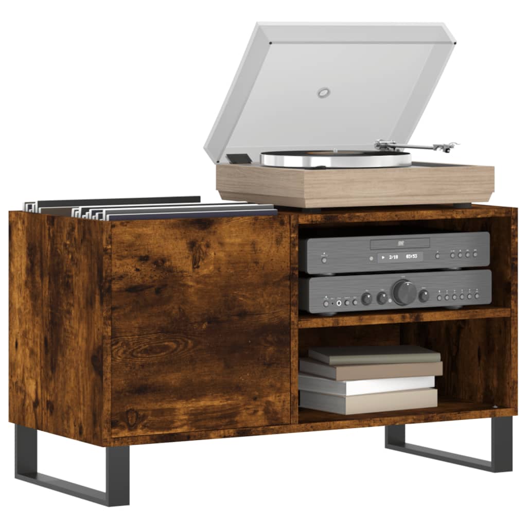 Mobile Porta Dischi Rovere Fumo 85x38x48 cm Legno Multistrato | homemem39