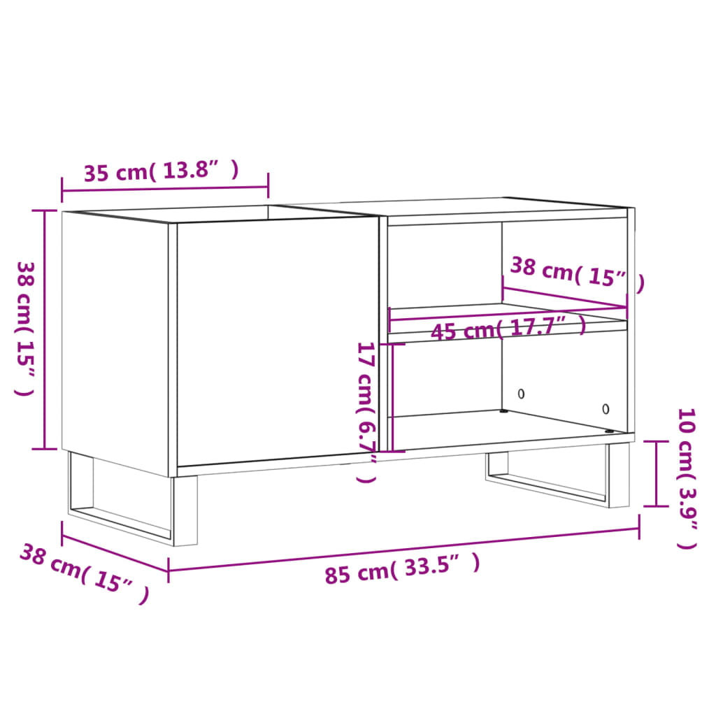 Mobile Porta Dischi Rovere Fumo 85x38x48 cm Legno Multistrato | homemem39