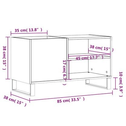 Mobile Porta Dischi Rovere Fumo 85x38x48 cm Legno Multistrato | homemem39