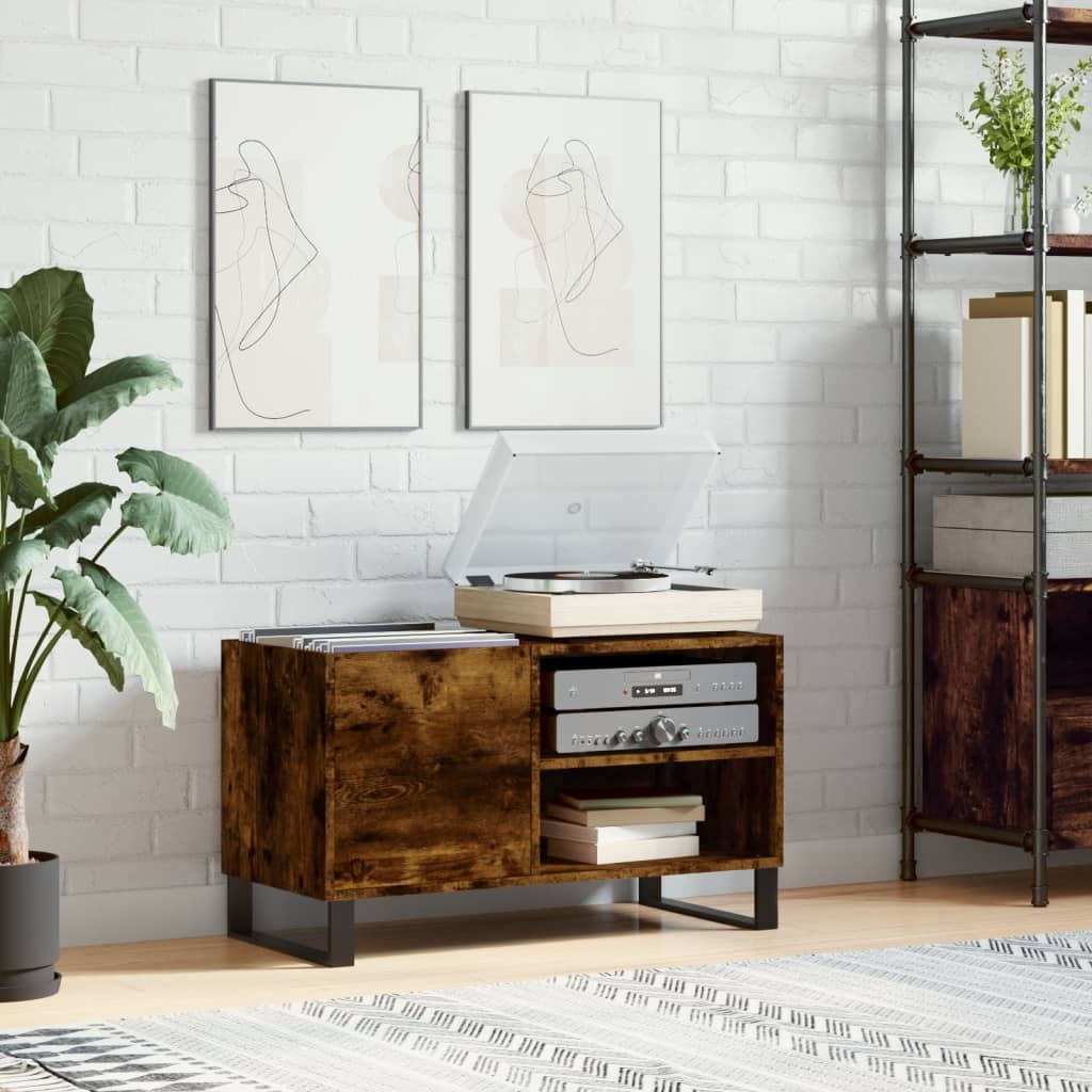 Mobile Porta Dischi Rovere Fumo 85x38x48 cm Legno Multistrato | homemem39