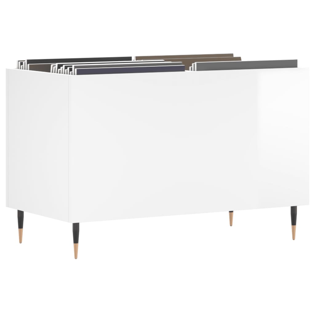 Mobile Porta Dischi Bianco Lucido 74,5x38x48 Legno Multistrato | homemem39