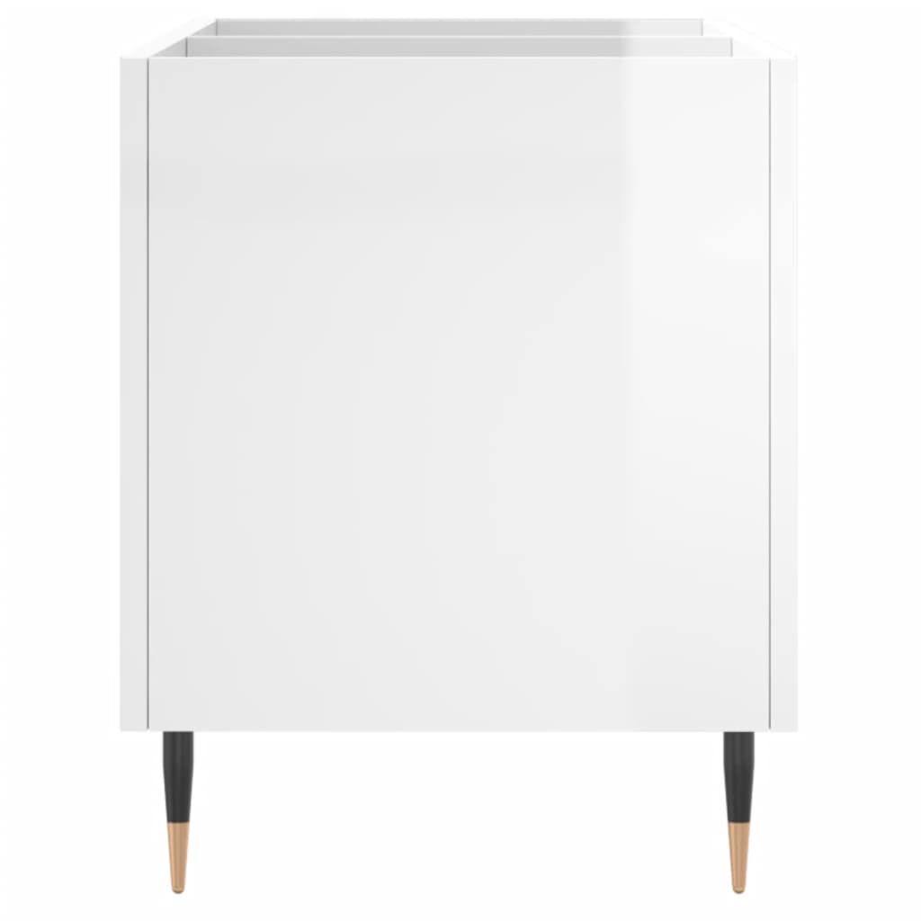 Mobile Porta Dischi Bianco Lucido 74,5x38x48 Legno Multistrato