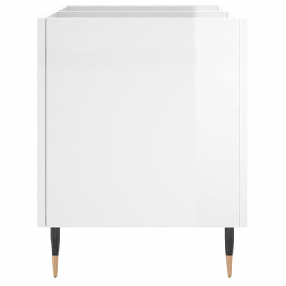 Mobile Porta Dischi Bianco Lucido 74,5x38x48 Legno Multistrato