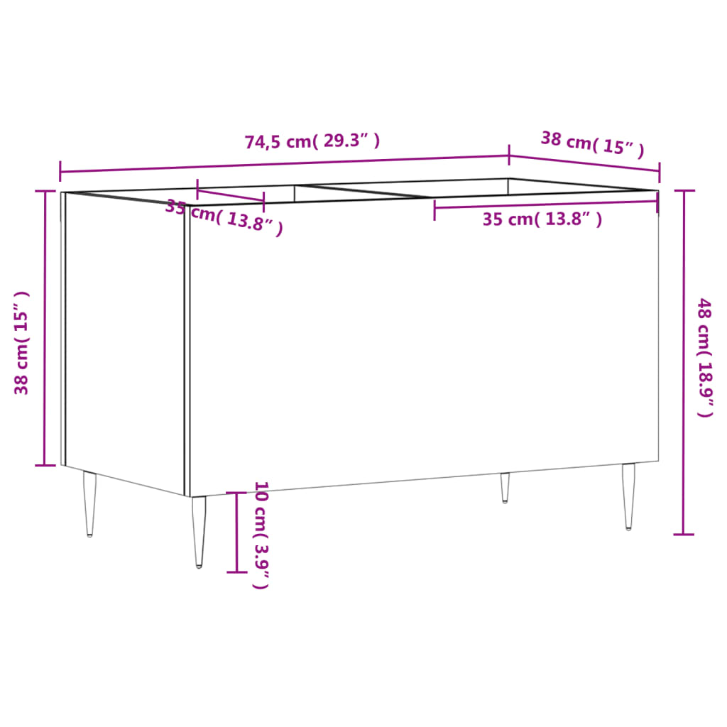 Mobile Porta Dischi Grigio Cemento 74,5x38x48 Legno Multistrato | homemem39