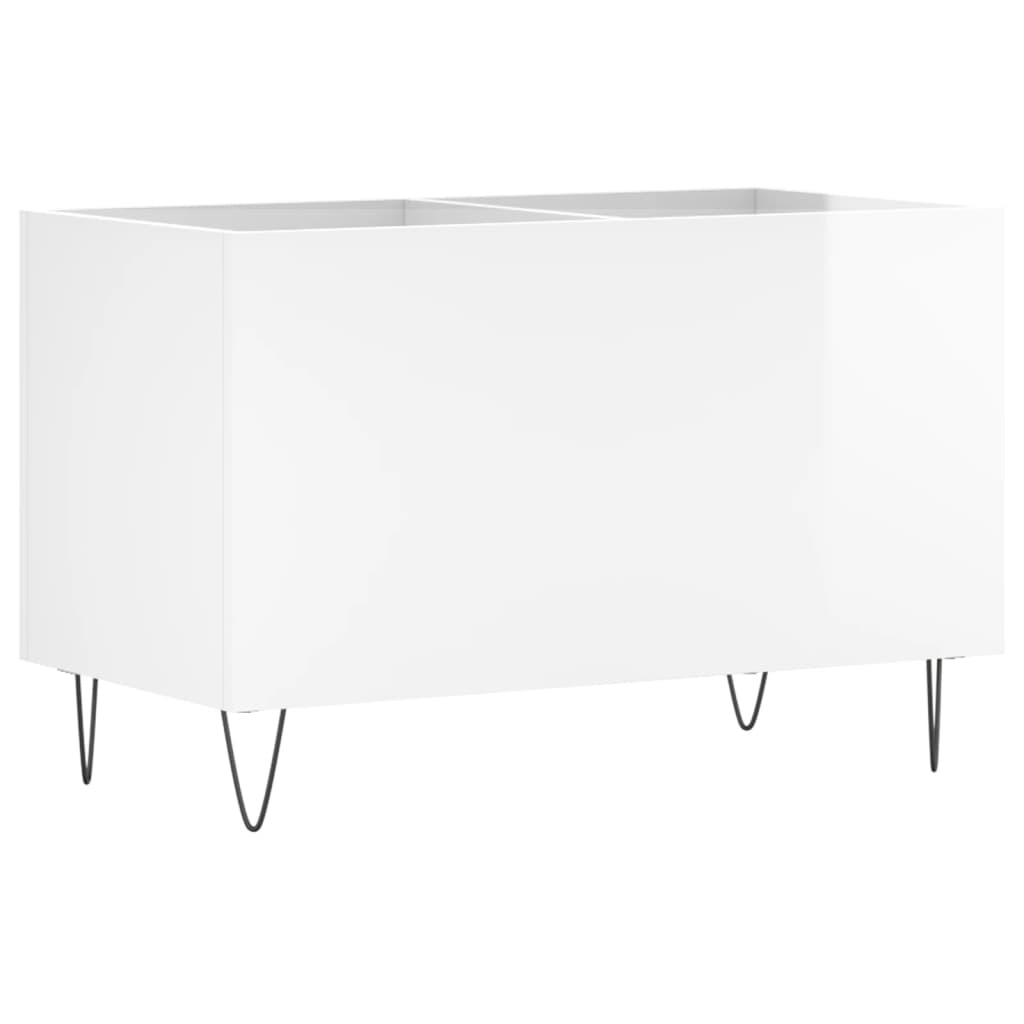 Mobile Porta Dischi Bianco Lucido 74,5x38x48 Legno Multistrato